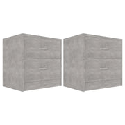 Comodini 2 pz-Set di 2 Tavolino da notte Grigio Cemento 40x30x40 cm in Legno Multistrato