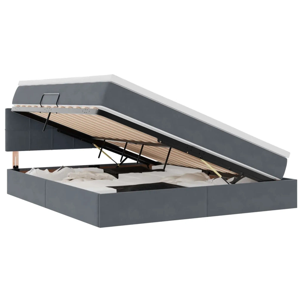 Letto con contenitore e LED Grigio scuro 180 x 200 cm Velluto 3371410