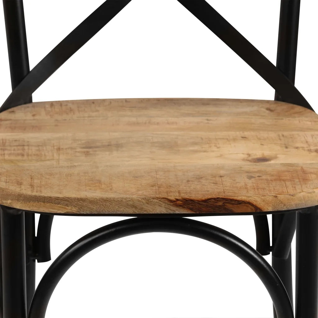Sedie a Croce 4 pz Nere in Legno Massello di Mango 278773