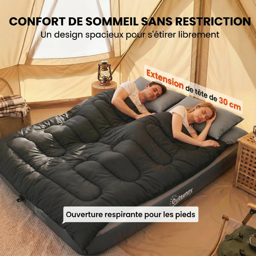 Letto Matrimoniale Sac de Couchage ¨C zephmum ¨C Nero, Tessuto, 220x160x10cm