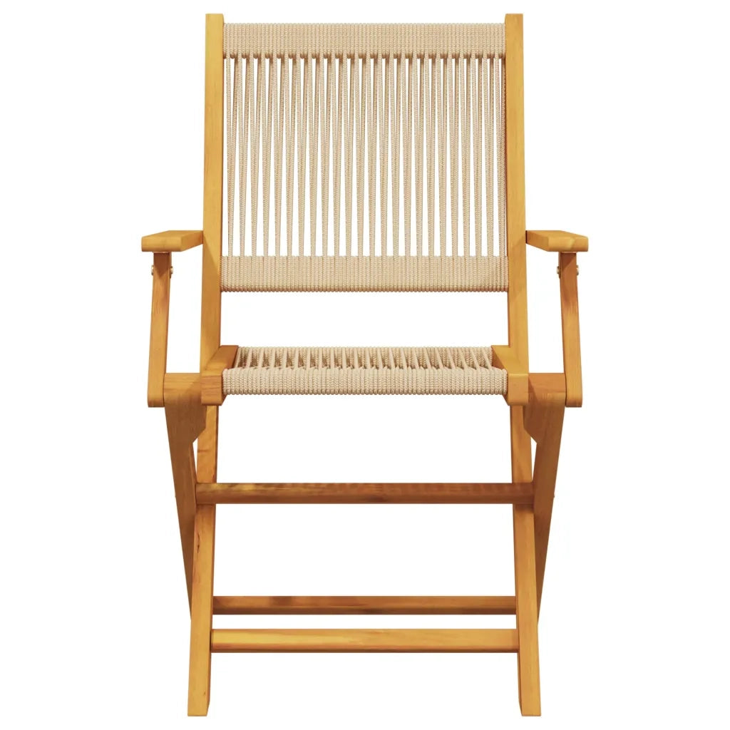 Set Pranzo da Giardino 5 pz Beige Polipropilene/ Legno Massello 3281819