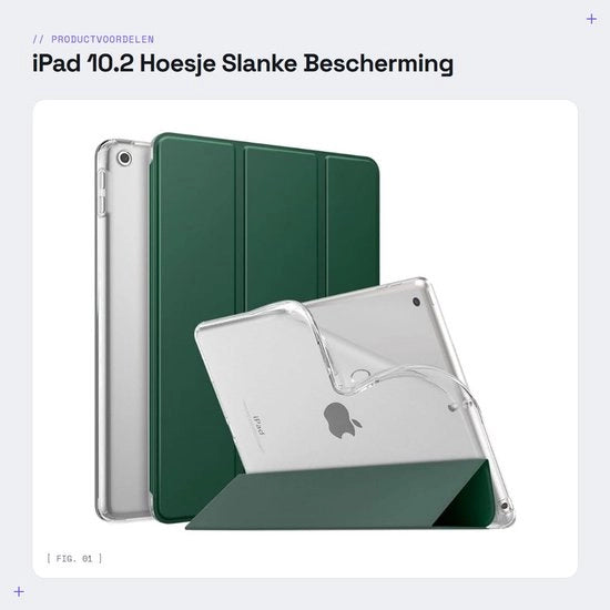 Copri-Schermo per iPad 10.2 - Protezione Sottile - Retro Matte - Risveglio/Accensione Automatico - Adatto per iPad 9a/8a/7a Generazione - Dimensioni 10.2 Pollici
