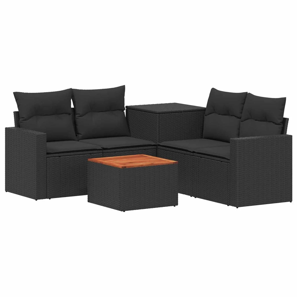 Set di divani 6 pz Nero Rattan sintetico e Acciaio 3447394