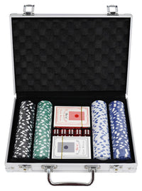 Set 200 Fiches da Poker 2 Mazzi di Carte con Valigetta