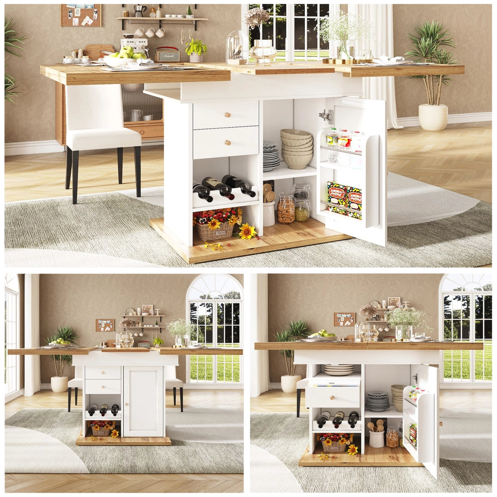 TAVOLO Allungabile 110-140x80 cm MDF Bianco/Naturale