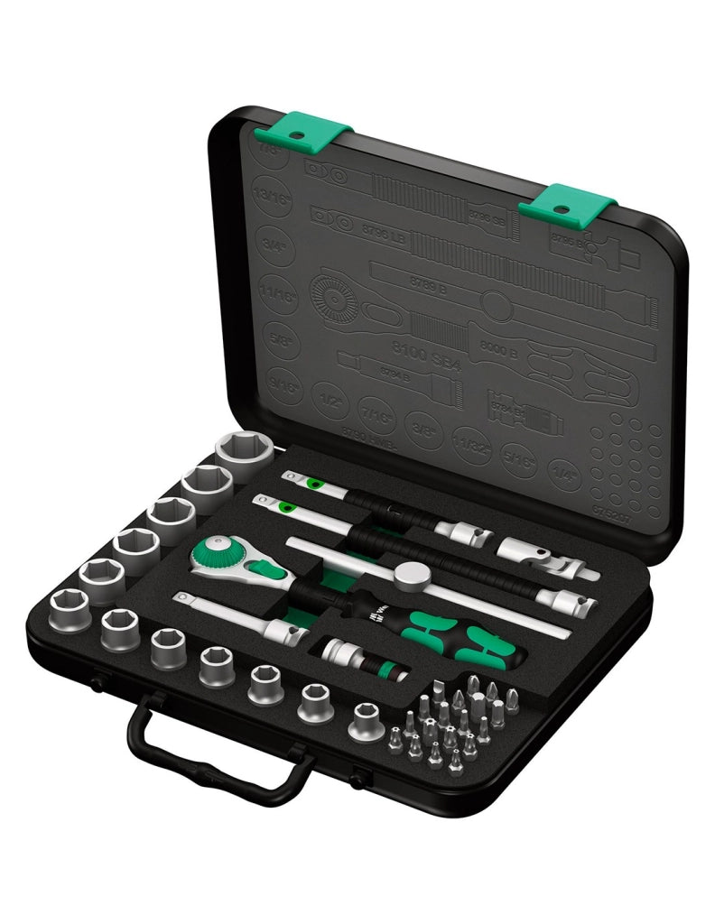 Set di bussole e inserti per avvitare 3/8" WERA 8100 SB 4 Zyklop Speed-Knarrensatz 3/8" (38 pezzi)