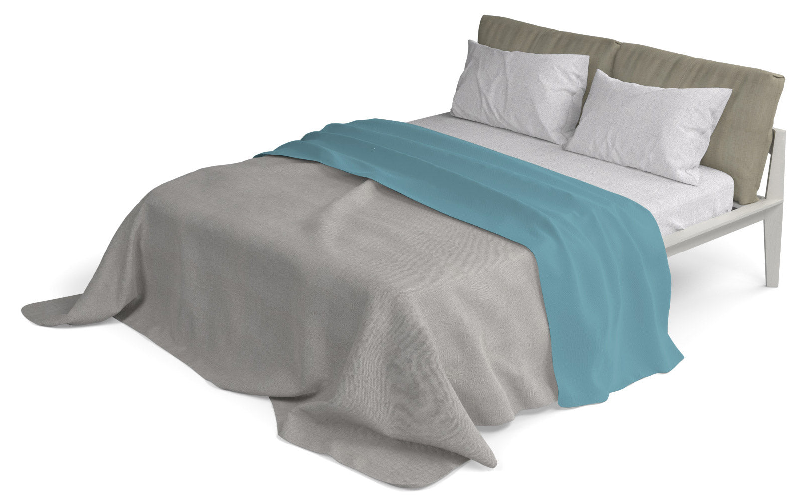 Set Lenzuola Singolo Sopra Sotto e Federe in Cotone Ottanio