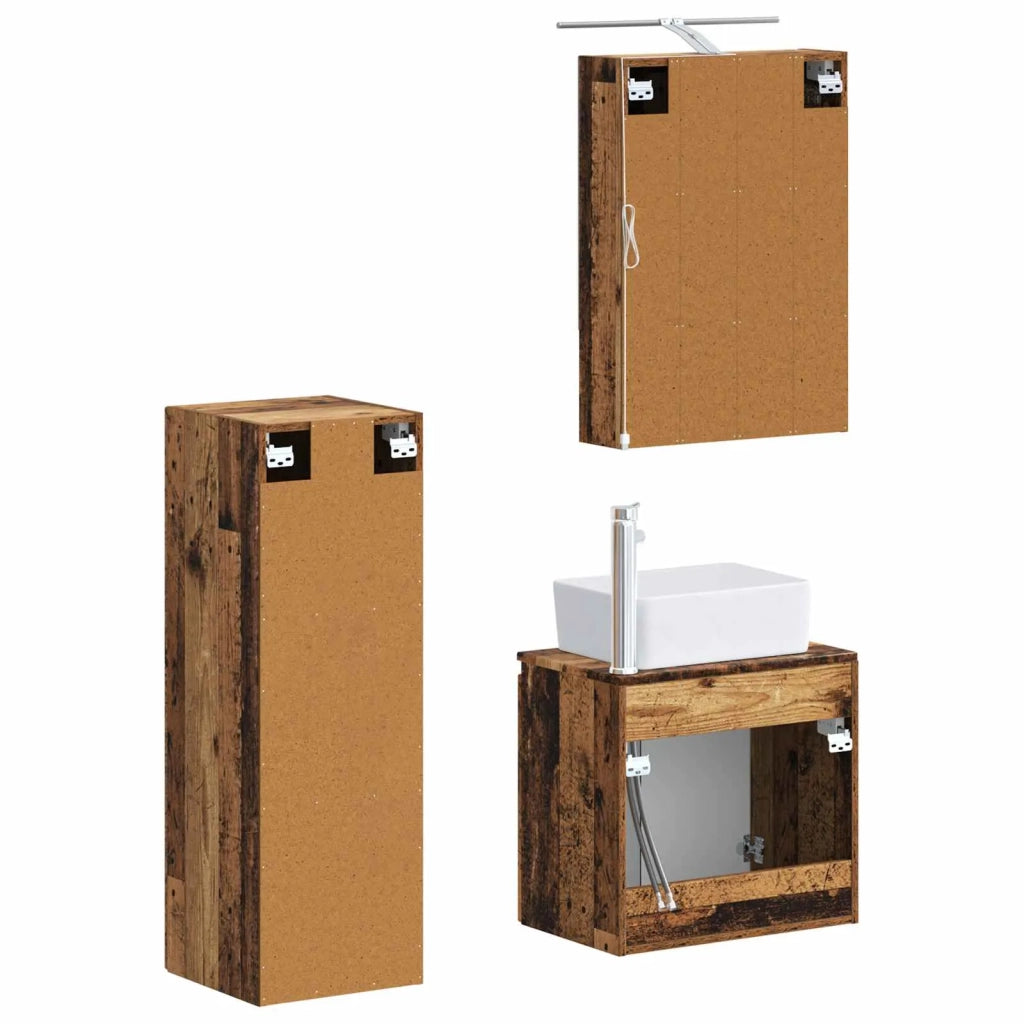 Set di mobili per il bagno 4 pcs Legno antico 3407445