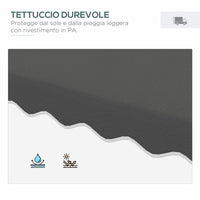 Ombrellone a Sbalzo con Doppio Tetto 243x243x251 cm Apertura a Manovella e Base a Croce Grigio