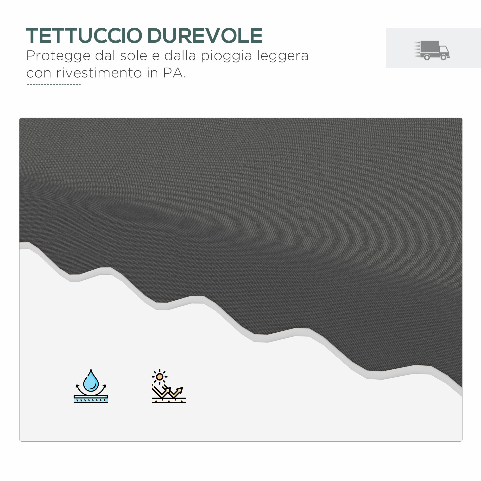 Ombrellone a Sbalzo con Doppio Tetto 243x243x251 cm Apertura a Manovella e Base a Croce Grigio