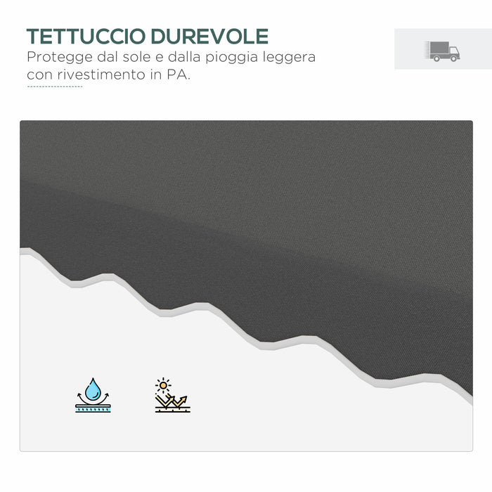 Ombrellone a Sbalzo con Doppio Tetto 243x243x251 cm Apertura a Manovella e Base a Croce Grigio