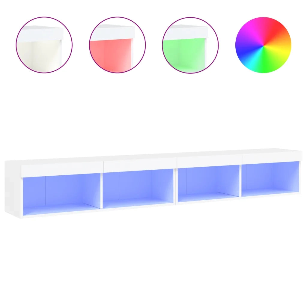 Mobili Porta TV con Luci LED 2 pz | Armadietto TV | Mobile Porta TV Bianchi 100x30x30 cm