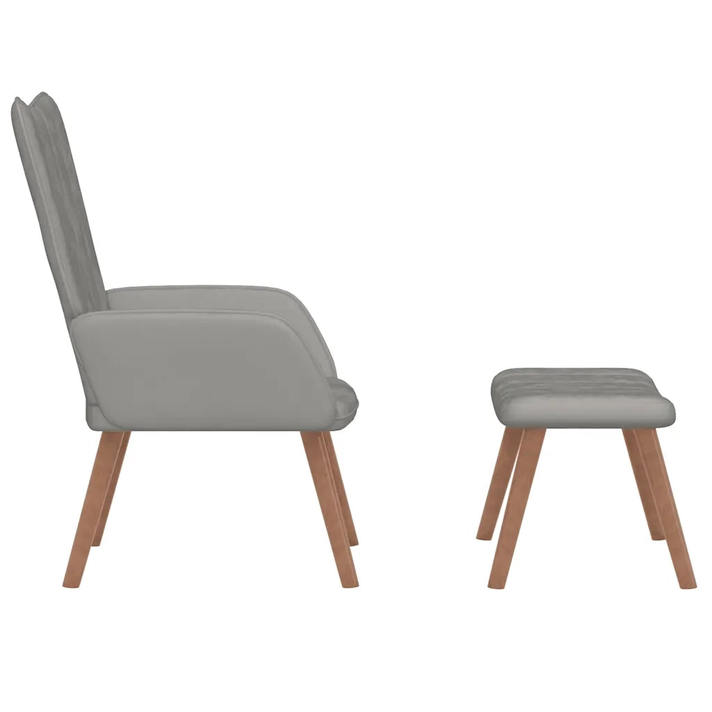 Poltrona Relax con Poggiapiedi Grigio Chiaro in Velluto cod mxl 9853