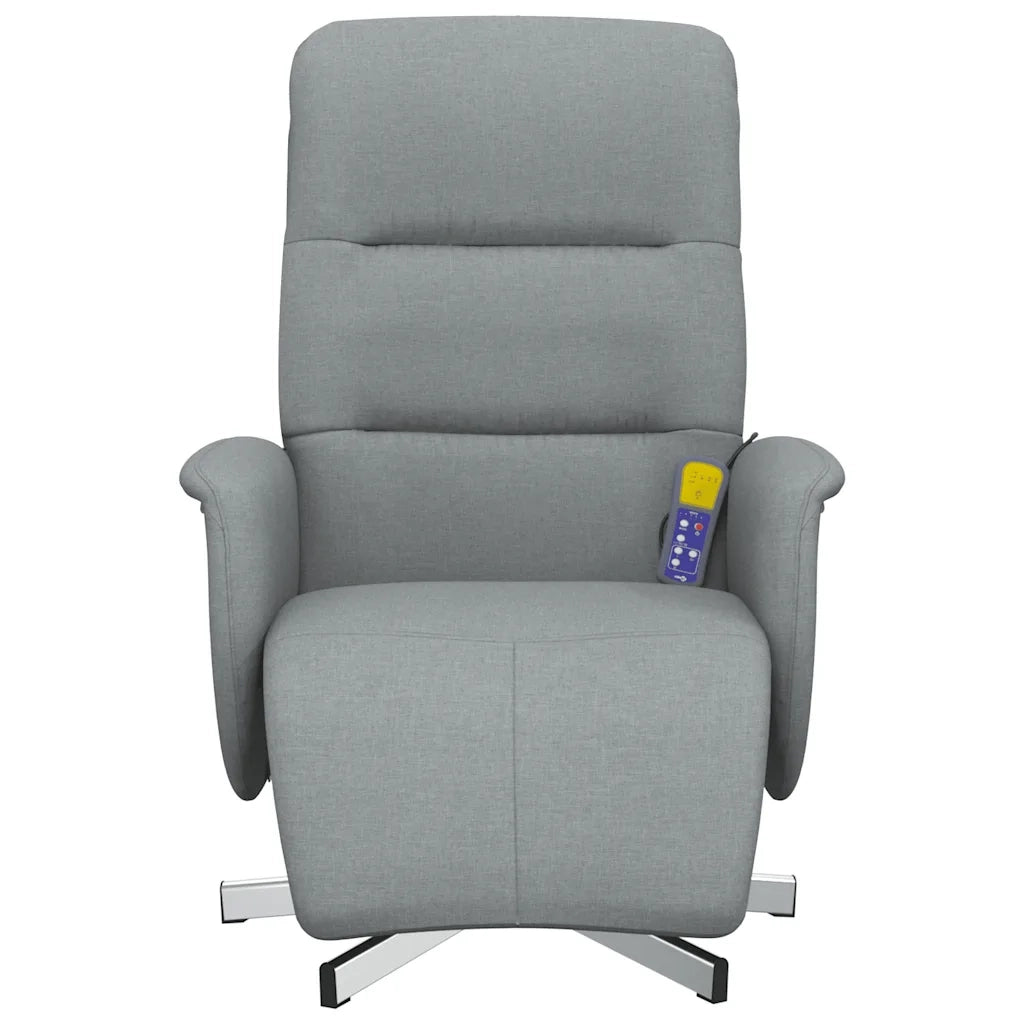 Poltrona Reclinante Massaggio Poggiapiedi Grigio Chiaro Tessuto 356573