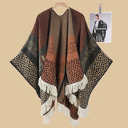 Sciarpa da viaggio da donna in stile vintage con frange, mantello esterno, cappa
