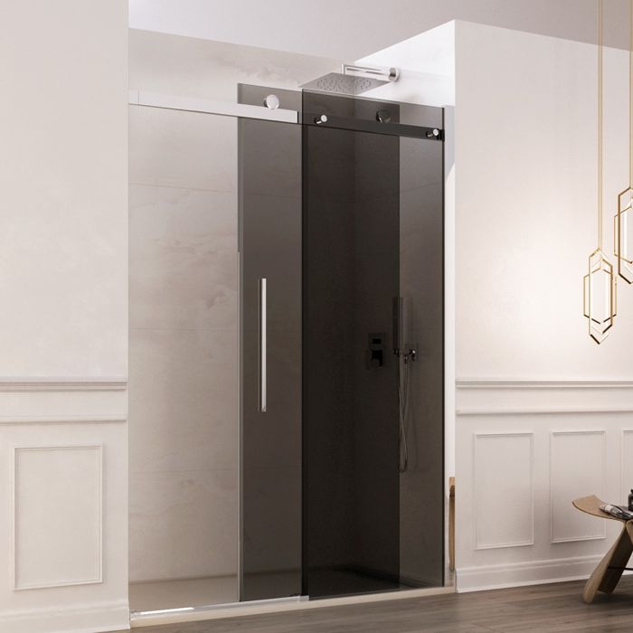 Box doccia Cristallo 8 mm frameless - 1 lato apertura scorrevole fume' anticalcare - Misura: 140 x h195 cm