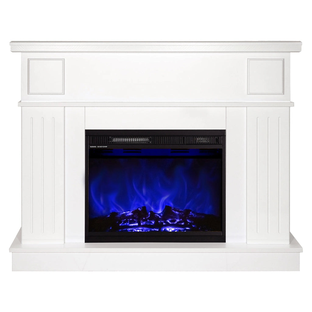 Camino Elettrico da Pavimento 95x120x30 cm Effetto Fiamma 1500W Olimpia & Lorance color Bianco