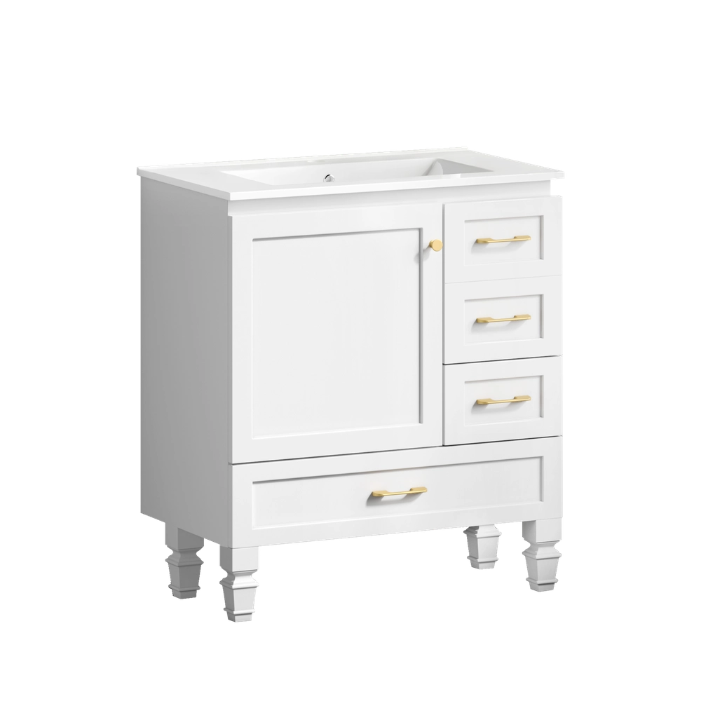 Armadietto Bagno 75 cm ¨C Xylo ¨C Bianco, 1 Anta, 3 Cassetti
