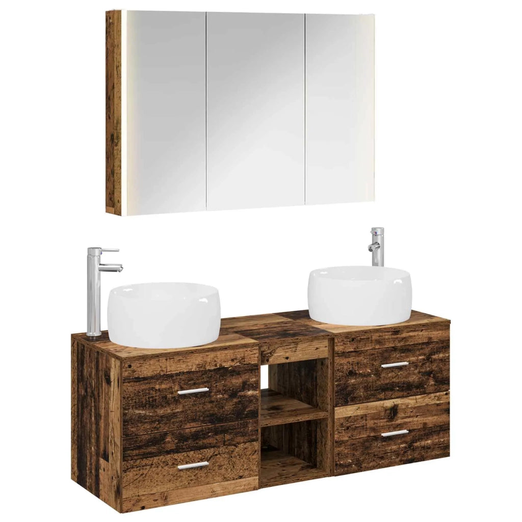 Set di mobili per il bagno 4 pcs Legno antico 3407029
