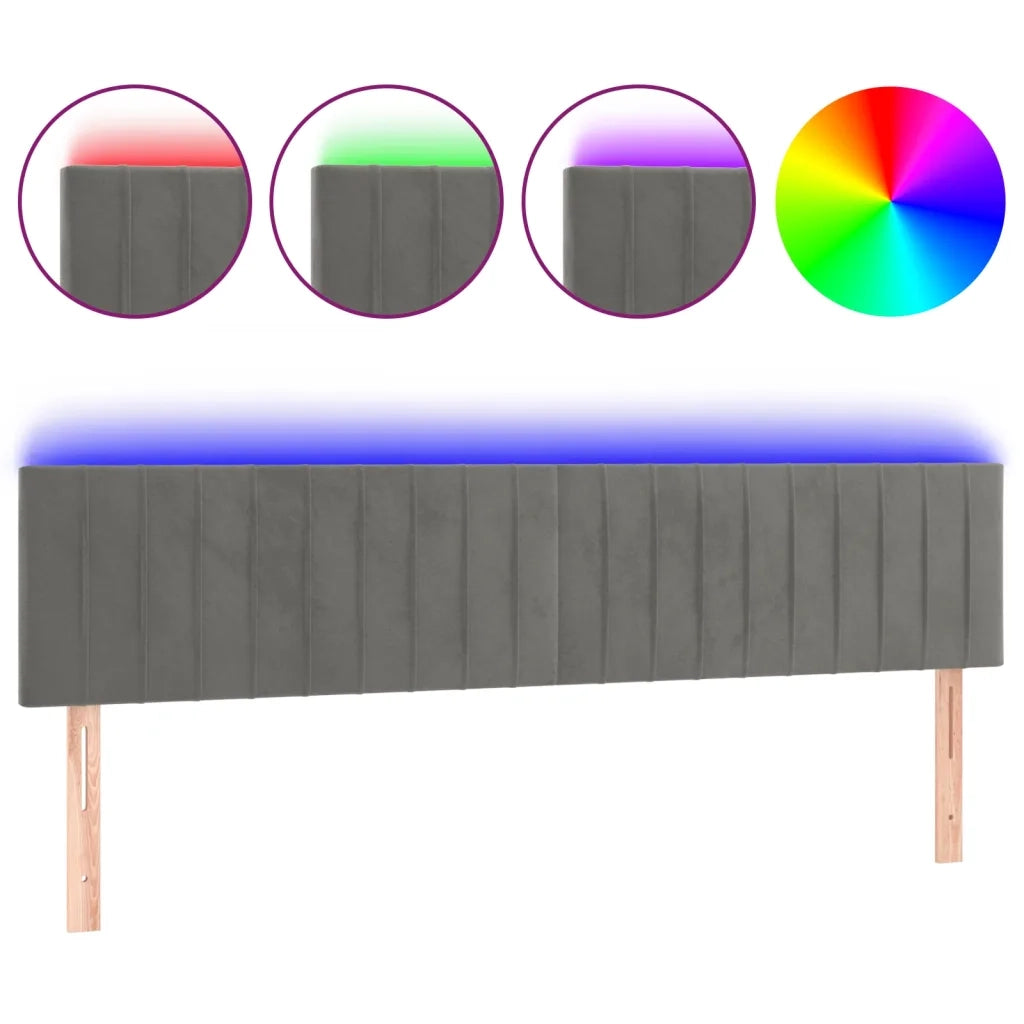 Testiera a LED Grigio Chiaro 160x5x78/88 cm in Velluto 3121904