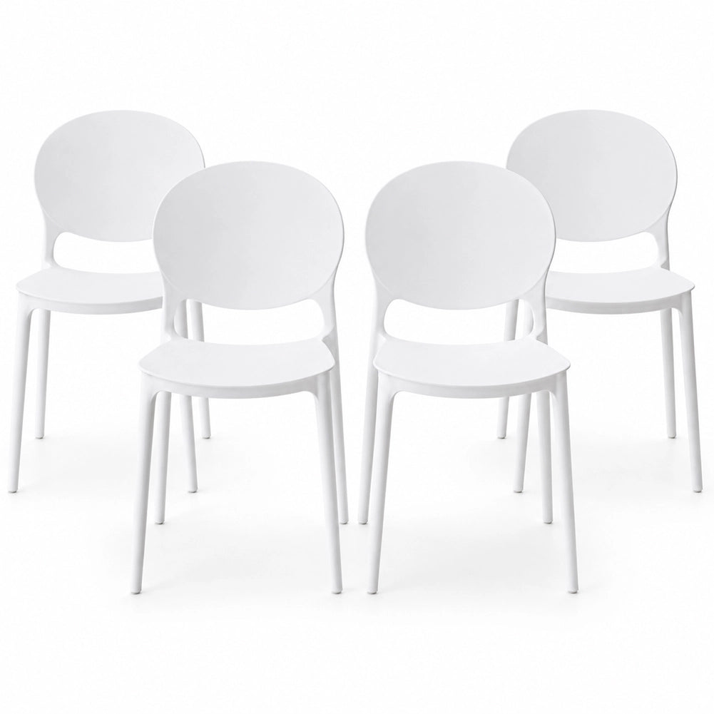 Set 4 Sedie da Pranzo Impilabili in Polipropilene Modello Milano 48x40x80 cm