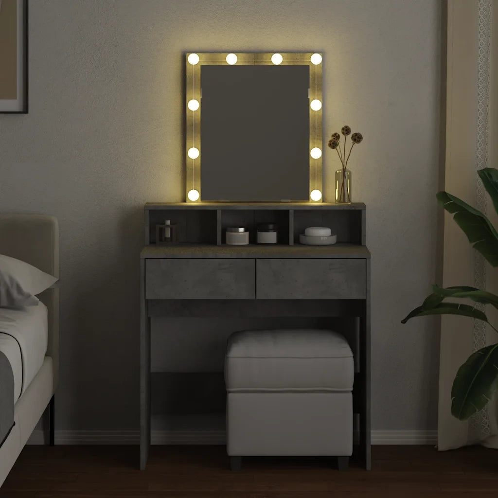 Toeletta | Tavolo da Trucco con LED Grigio Cemento 80x41x144,5 cm