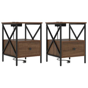 Set di 2 Comodini | Armadio da Notte | Mobiletto da notte Rovere Marrone 41,5 x 40,5 x 55 cm