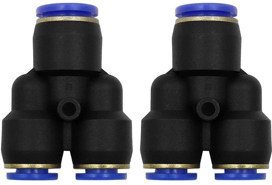 Divisorio a due vie per tubi da 12mm - rilascio rapido a pressofitto - nero - 2 pezzi - facile da installare - ideale per impianti di alimentazione idrica