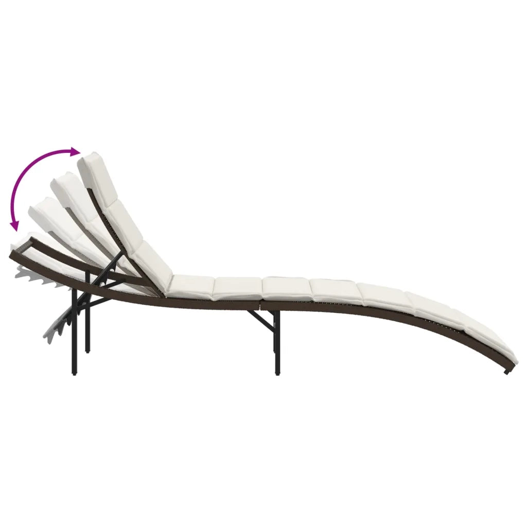 Lettini Prendisole 2 pz | Sdraio da giardino | Lettino da sole con Cuscini Marrone in Polyrattan