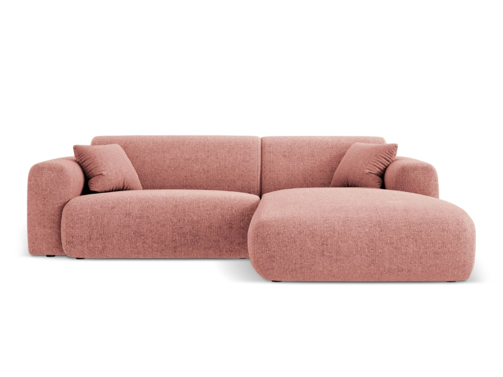 Cosmopolitan Design - Divano angolare destro "Nolio" 4 posti in ciniglia rosa 