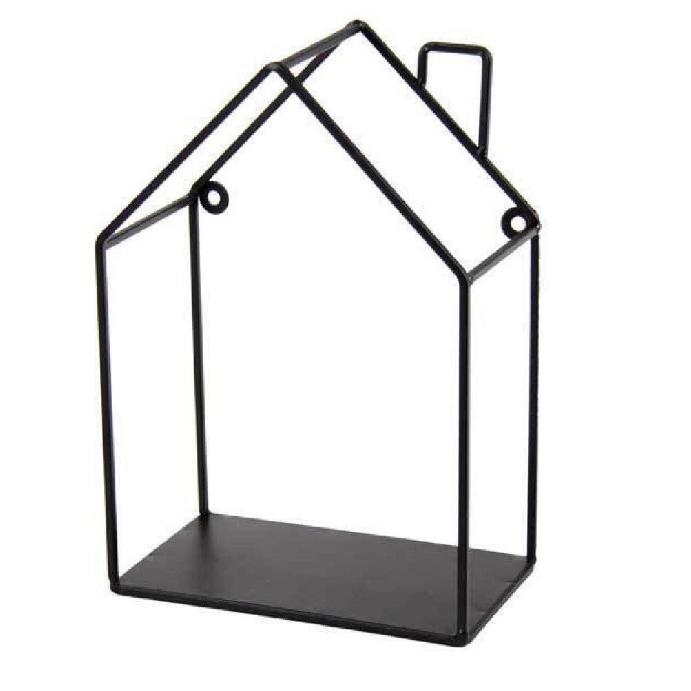 Trade Shop - Mensola Bacheca Parete Metallo Moderno Nero 17x10x25cm Casetta Industrial 822278 -
