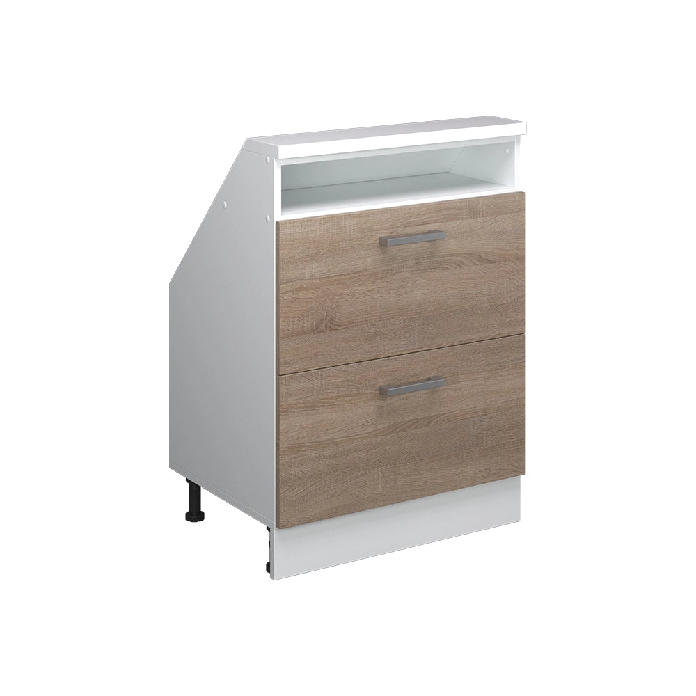 Mobile cucina sottotetto R-Line Sonoma/Bianco 60 cm con 2 cassetti Vicco