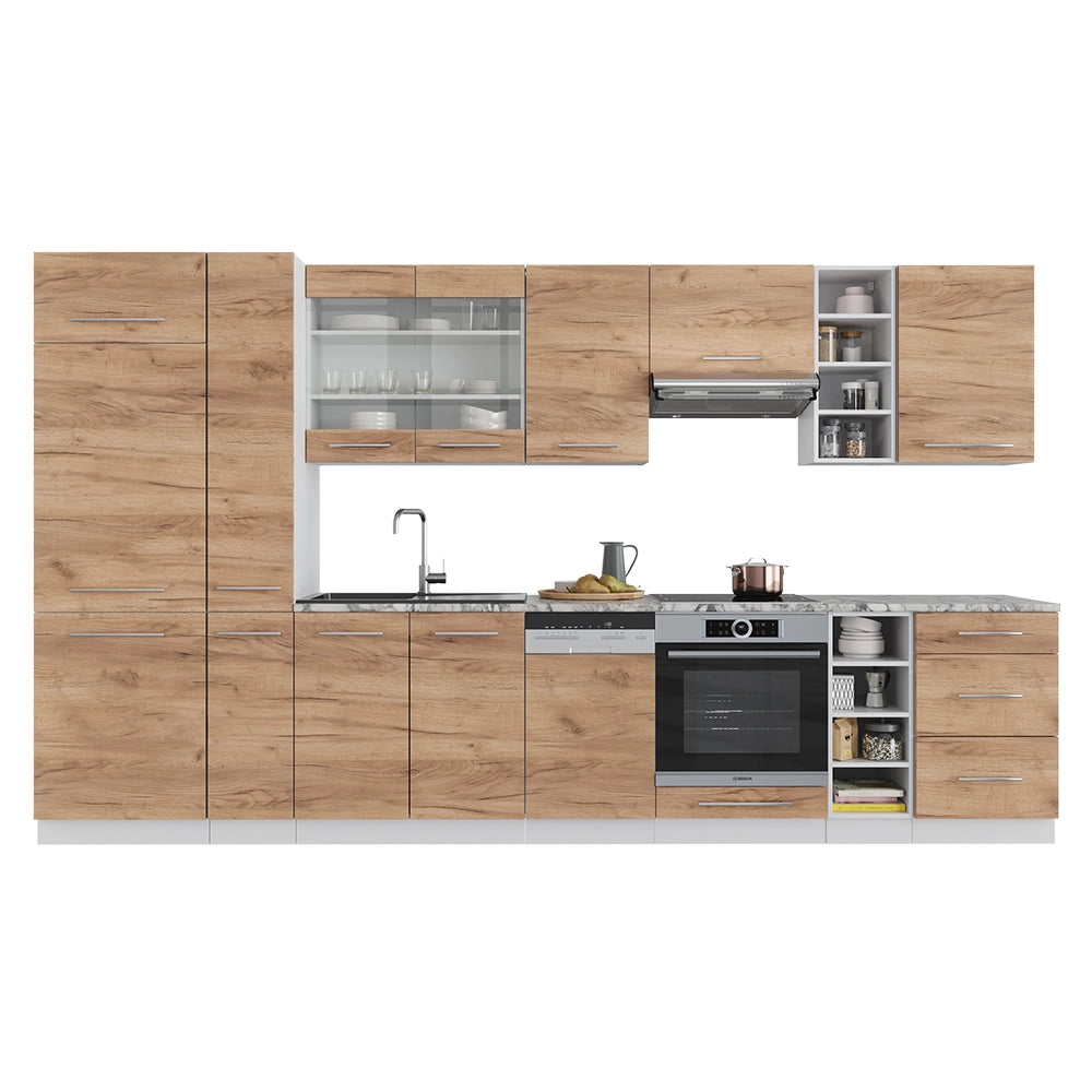 Vicco Cucina componibile Quercia dorata/bianco 355 cm senza piano di lavoro