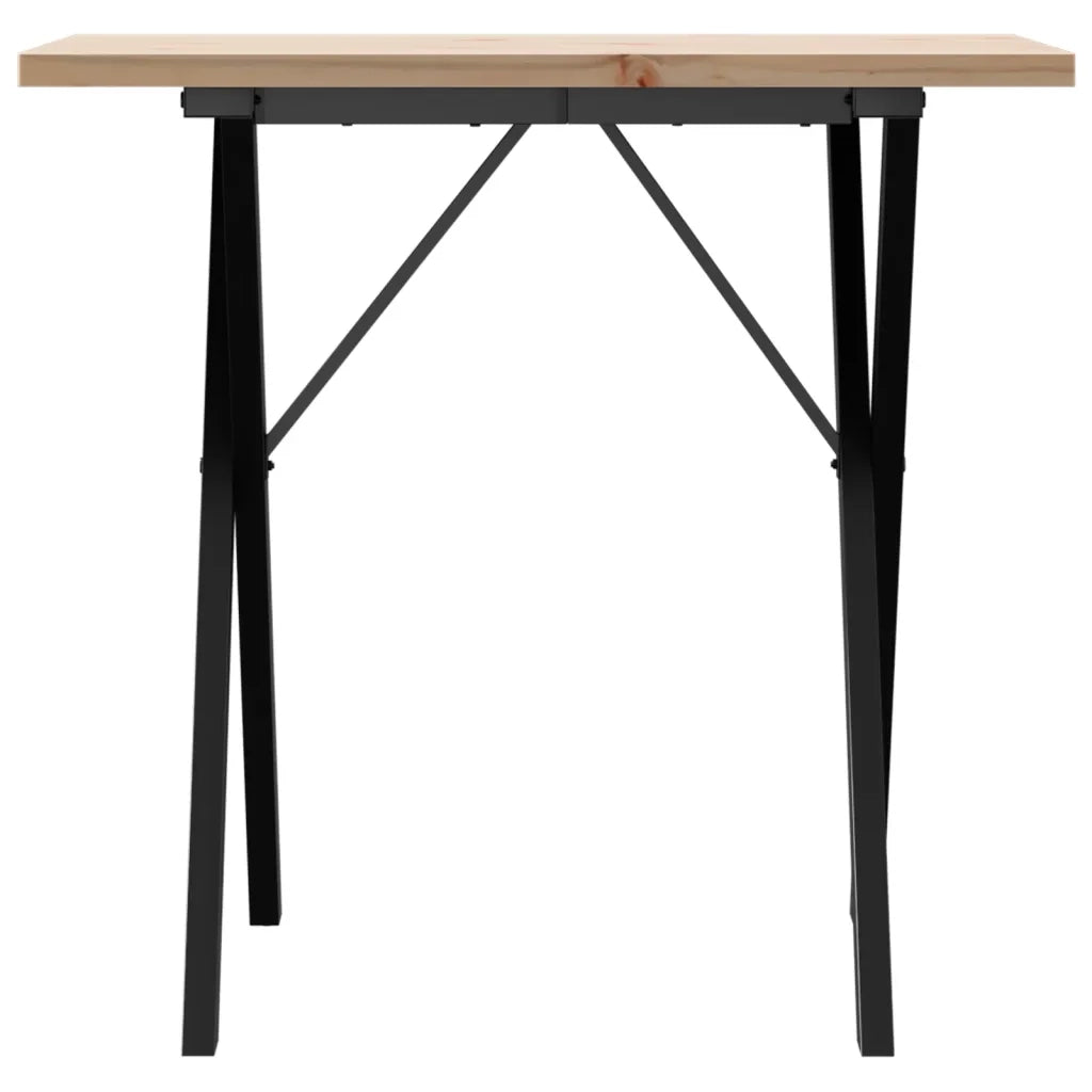 Tavolo da Pranzo Telaio a X 80x50x75,5 cm Legno Pino e Acciaio