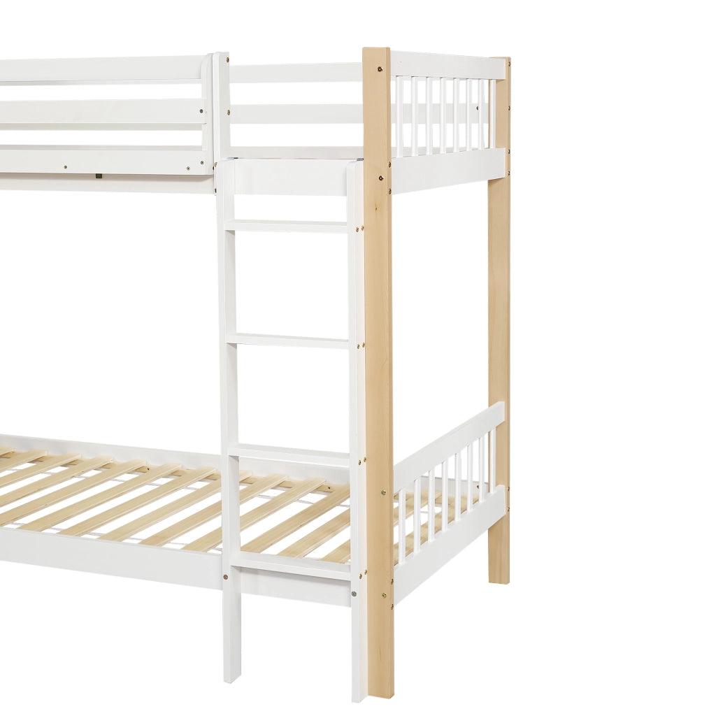 DESMIU Letto a castello bambino 90 × 200 cm con scala a 4 gradini, 6 ripiani, armadio laterale, senza materasso