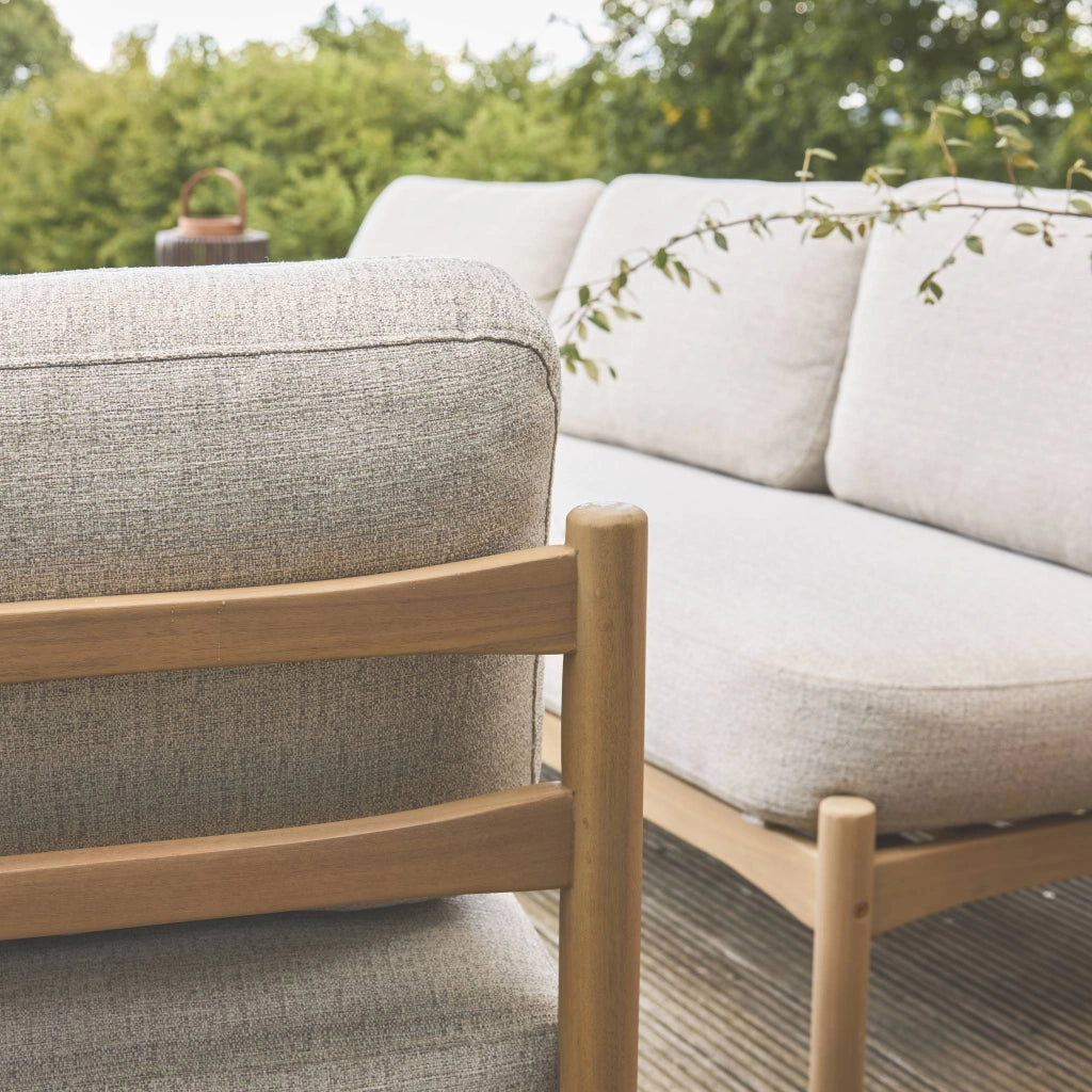 Salotto da giardino in legno di acacia, 5 posti, beige