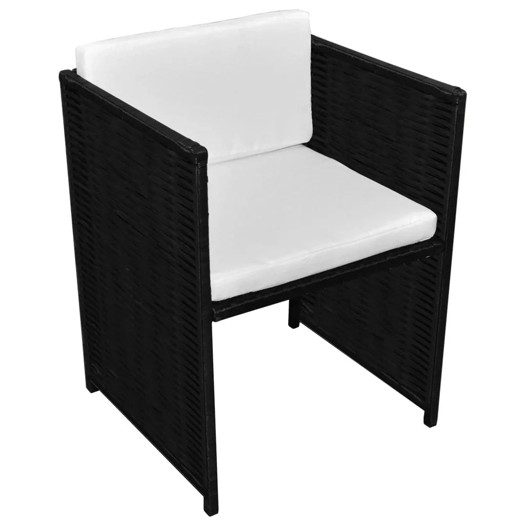 Set da Bistrot 3 pz | Set Salotto da Giardino con Cuscini in Polyrattan Nero