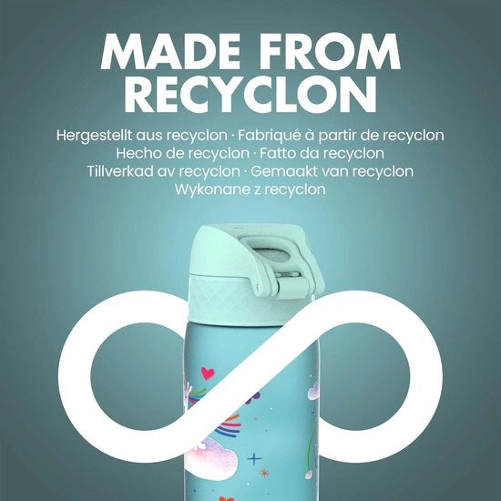Biberon 500 ml/18 oz - Facile da Aprire - Blocco di Sicurezza - Resistentente al Lavastoviglie - Maniglia - Adatto per Biberon Inseribili - Facile da Pulire - Senza Odori - Disegno Unicorno per Bambini