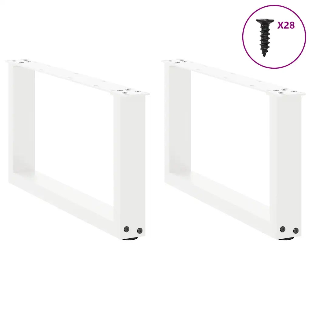Gambe per Tavolino da Caff¨¨ a Forma di U 2 pz-Set di 2 Gamba per Tavolo Bianche 70x(30-31) cm Acciaio 324387