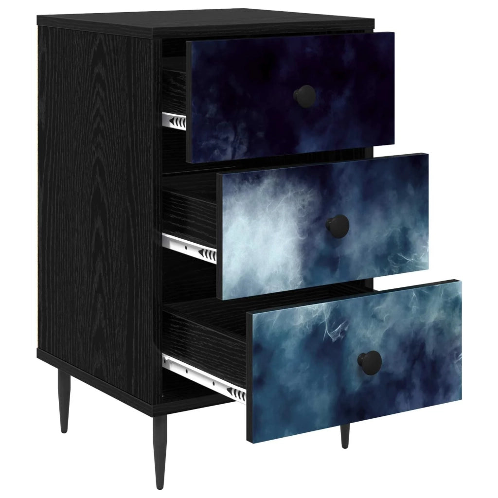 Armadio da Notte RAALTE 2 pz Rovere Nero 36 x 33 x 61 cm 8007316