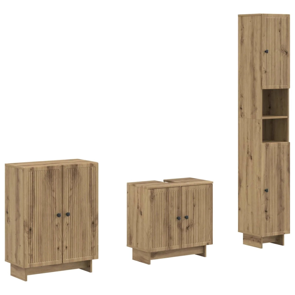Set di armadietti da bagno in 3 pezzi EDE Rovere Artigianale 3417422