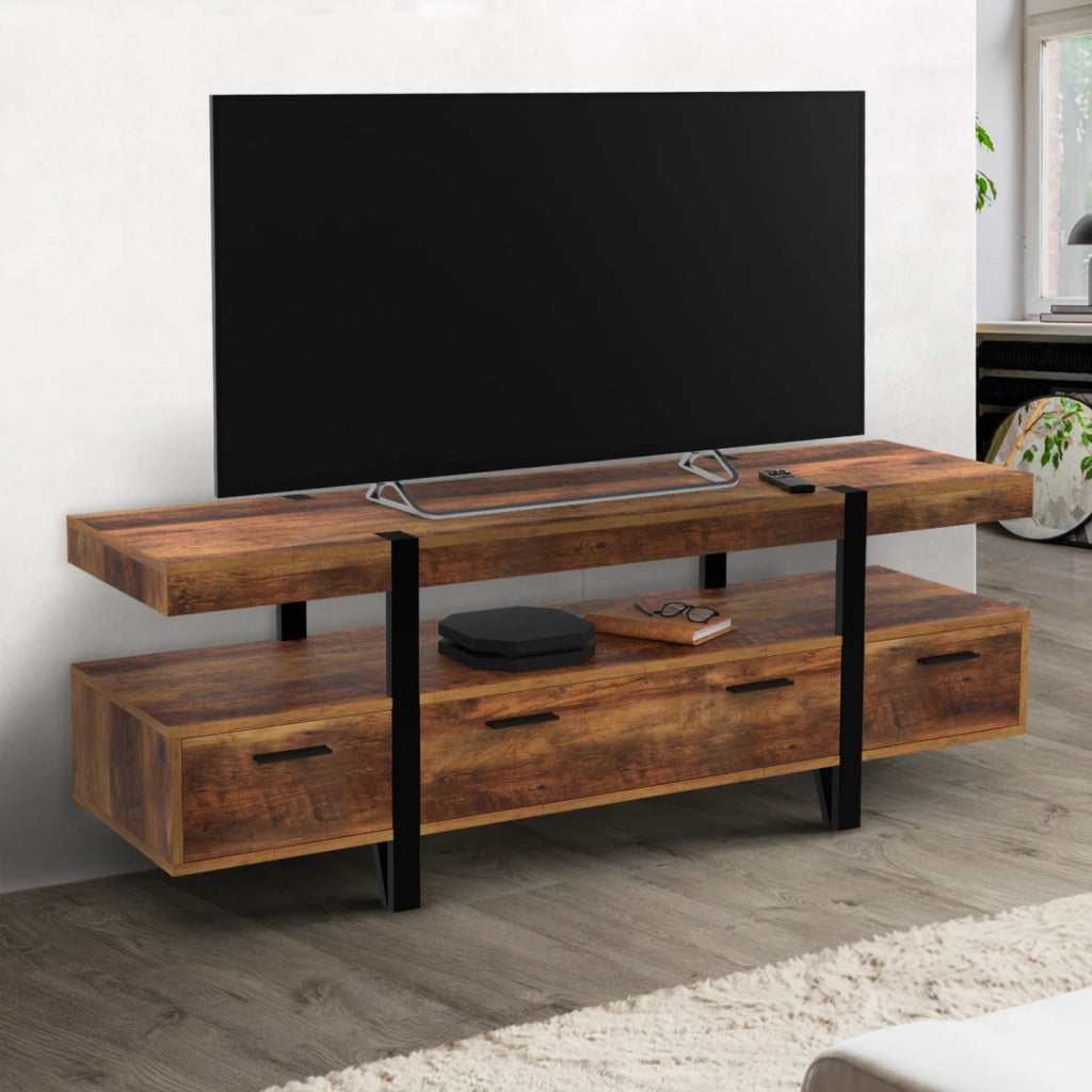 IDMarket - AUSTRIA Soporte de TV con cajones de madera, patas de pino 140 cm