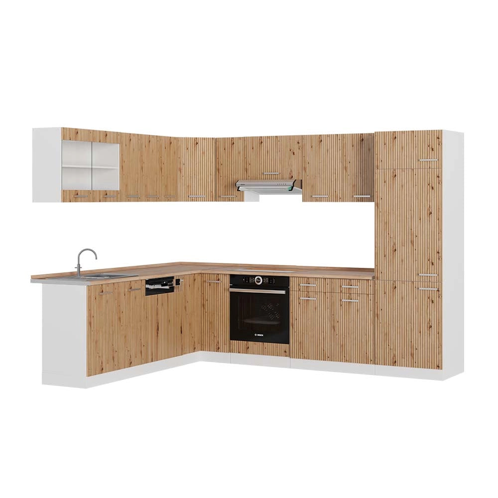 Vicco Cucina angolare completa Rovere artigianale/bianco 227 x 287 cm , PL Rovere