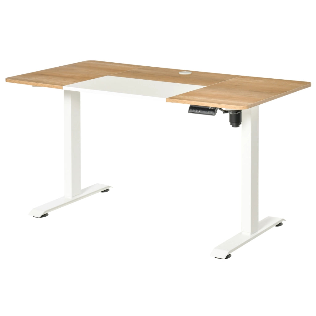 Scrivania regolabile in altezza con 4 tasti memoria ¨C zephmum ¨C bianco e naturale 140x70x72-116 cm