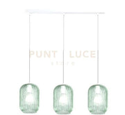 SOSPENSIONE BIANCO 3 LUCI RETTANGOLARE VETRI VERDE 1181BI-S3 R-VE