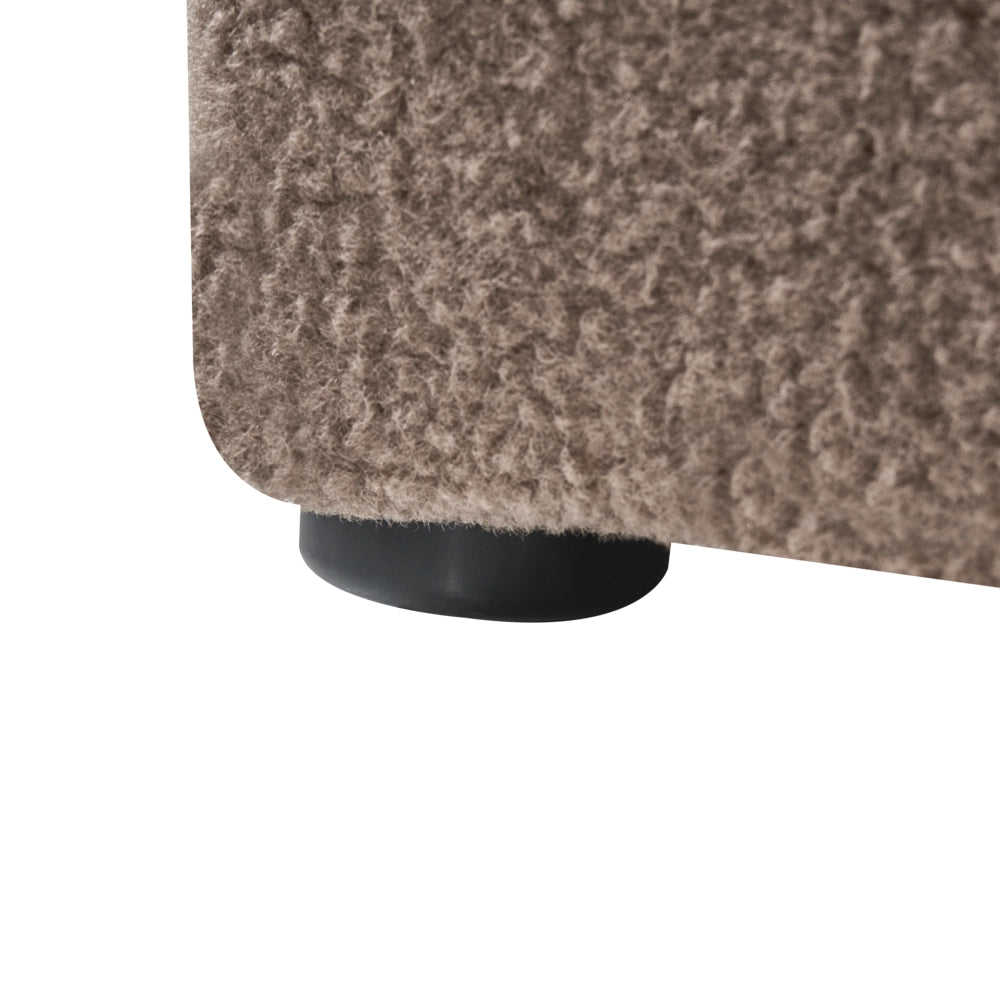 Letto singolo con contenitore in tessuto bouclè tortora 90 x 200 cm portaoggetti stile moderno