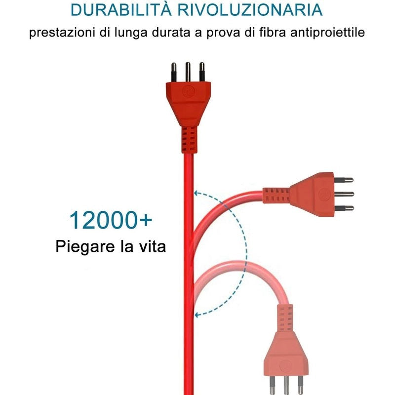 Prolunga Elettrica Lineare Colore Arancione 20M 3X1.5mm Spina Italiana 16A Presa Bipasso Schuko 10/16A Max 3500W