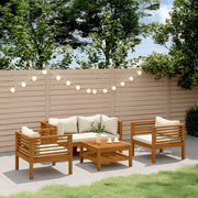 Set Divani da Giardino 5 pz con Cuscini Crema in Legno Acacia 3086934