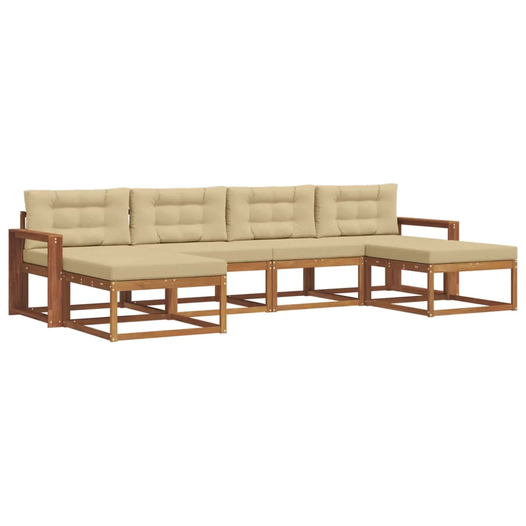 Set di divani da esterno con cuscino 6 pcs Naturale e Beige