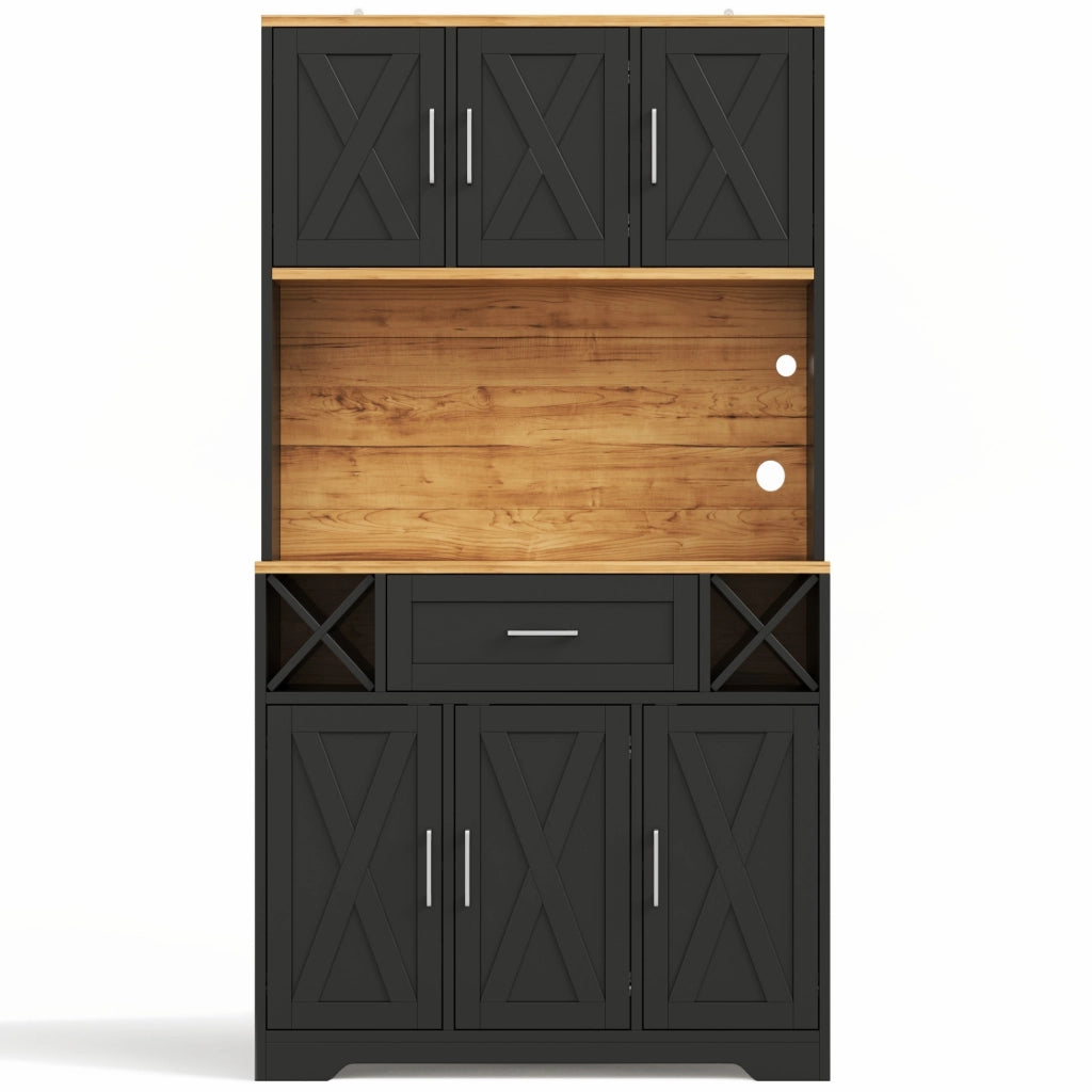 Mobile cucina alto multifunzione con LED RGB, prese integrate, portabottiglie e struttura in MDF, 105 x 40 x 180 cm